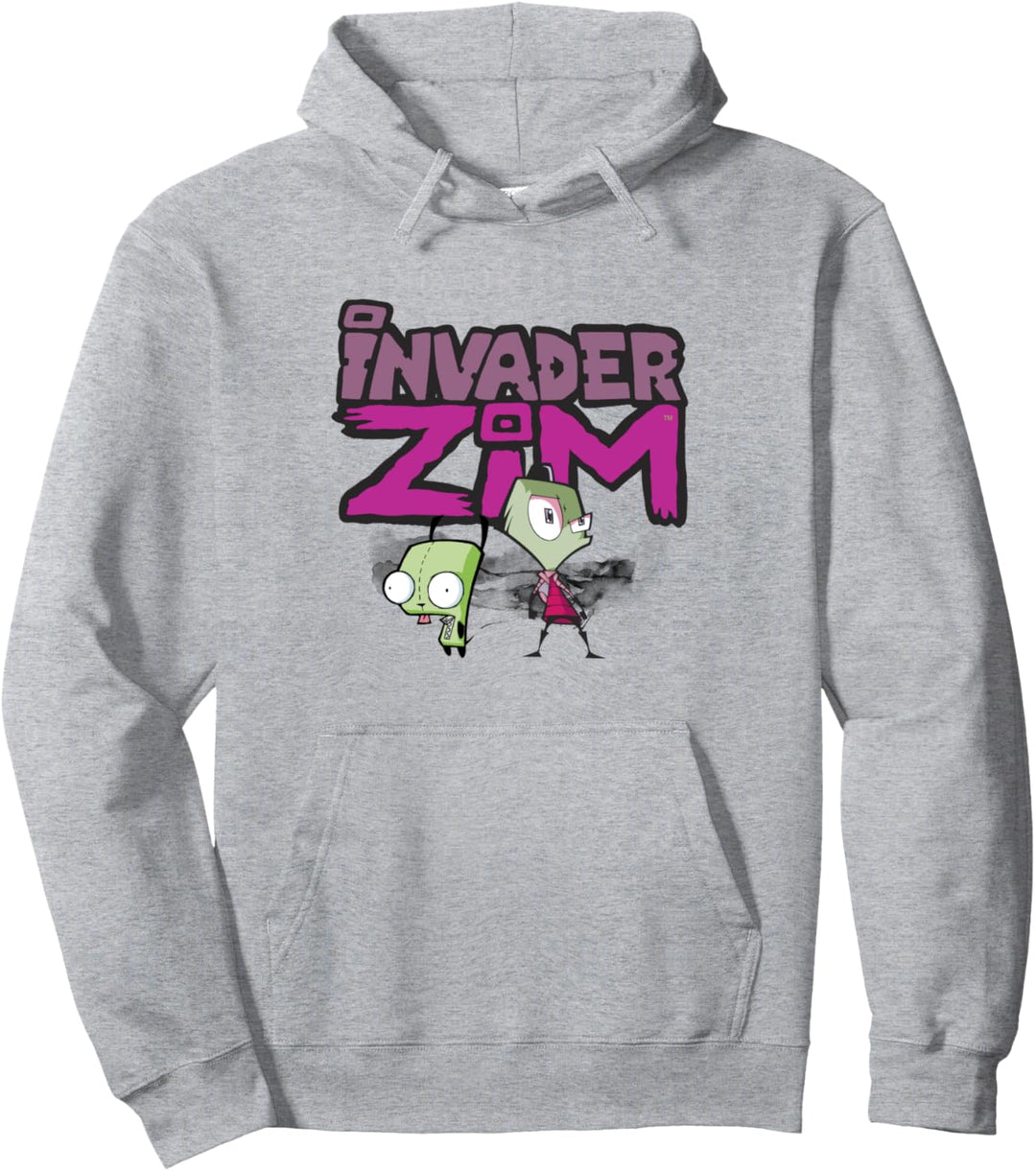 Invader Zim And GIR Watercolor Portrait Logo Pullover Hoodie