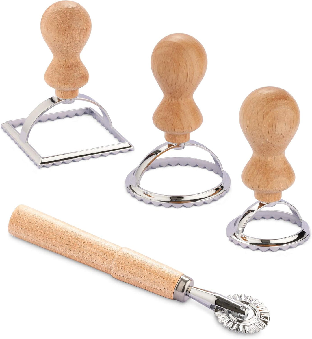 Navaris 4er Set Ravioli Ausstecher Form und Roller - Ravioli Maker für Pierogi Maultaschen Empanadas