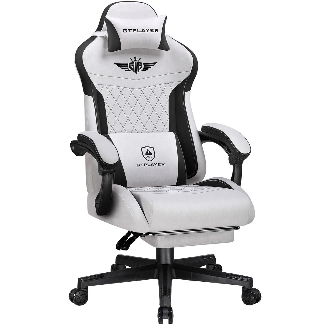 GTPLAYER Gaming Stuhl, Ergonomischer Gamer Stuhl aus Stoff mit Lendenwirbelstütze, PC-Stuhl mit verb