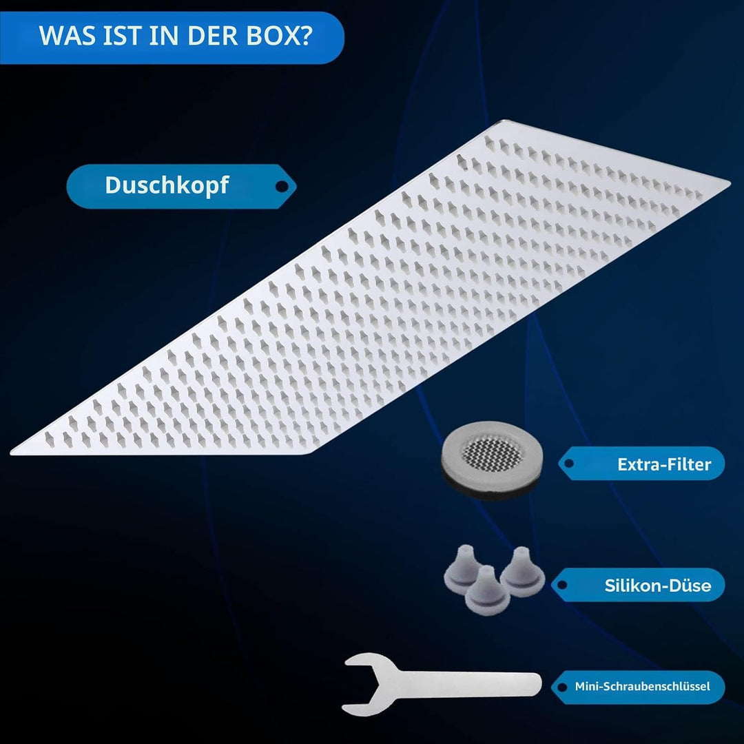 40.5cm Grosser Regenbrause - Voolan Quadrat Hochdruck Duschkopf aus Edelstahl 304 - komfortables Dus