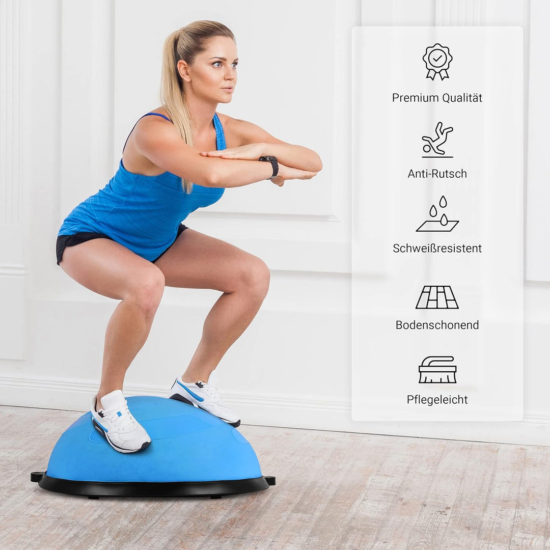 MSPORTS Balance Ball Trainer Premium | Gymnastikball + Expander & Pumpe - beidseitig nutzbar | Balan