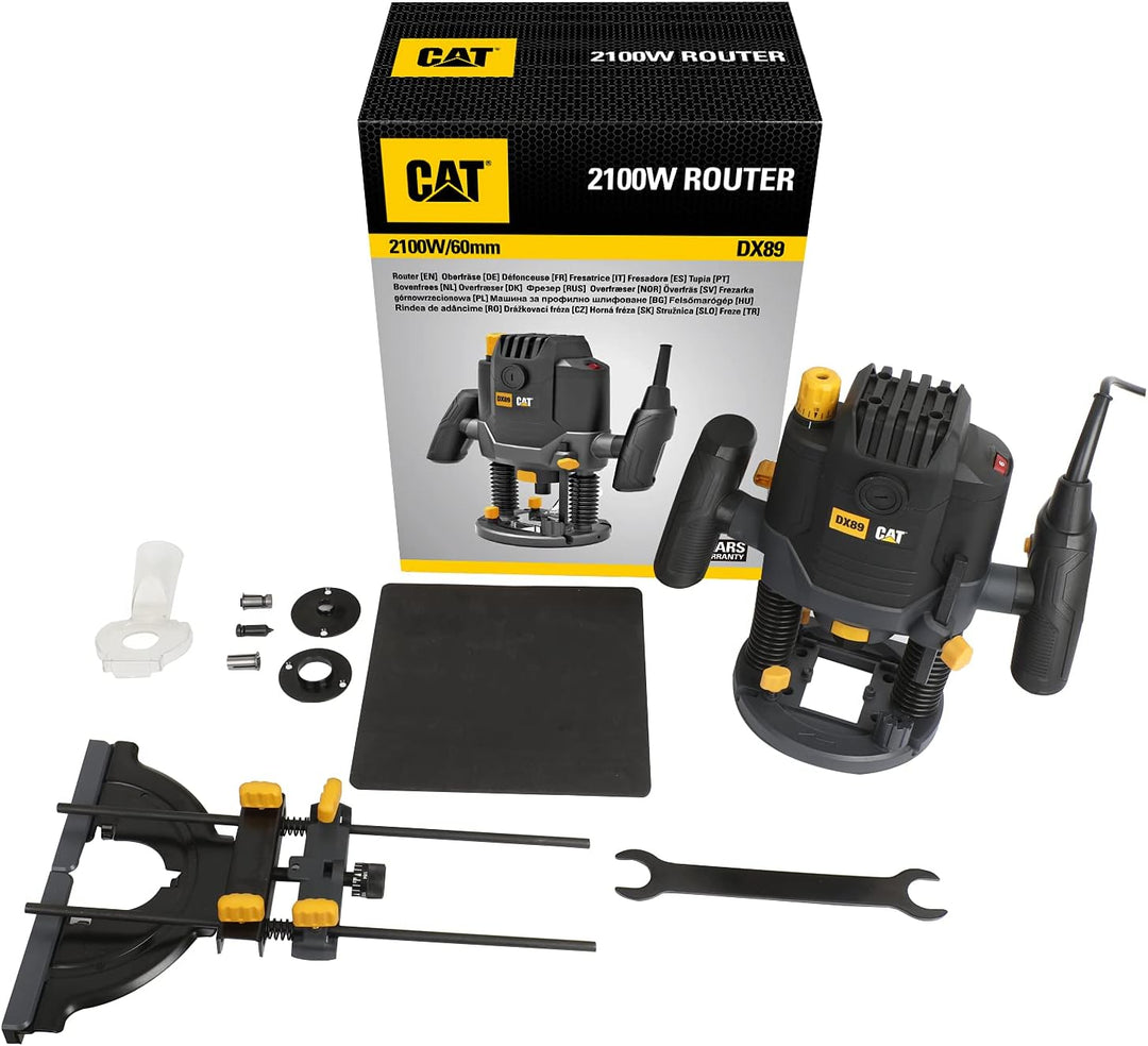 CAT Caterpillar DX89 - Oberfräse / 3 x Spannzange / 2100 Watt/Spindle-Lock Technologie/inkl. Zubehör