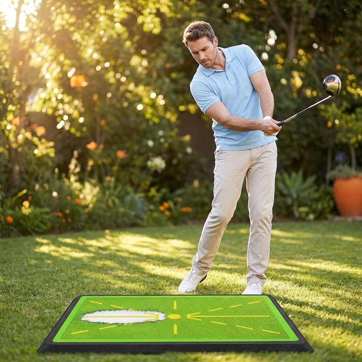 DULCE DOM Golf-Trainingsmatte mit Schwungbahn-Feedback | Indoor & Outdoor | rutschfeste Gummirücksei