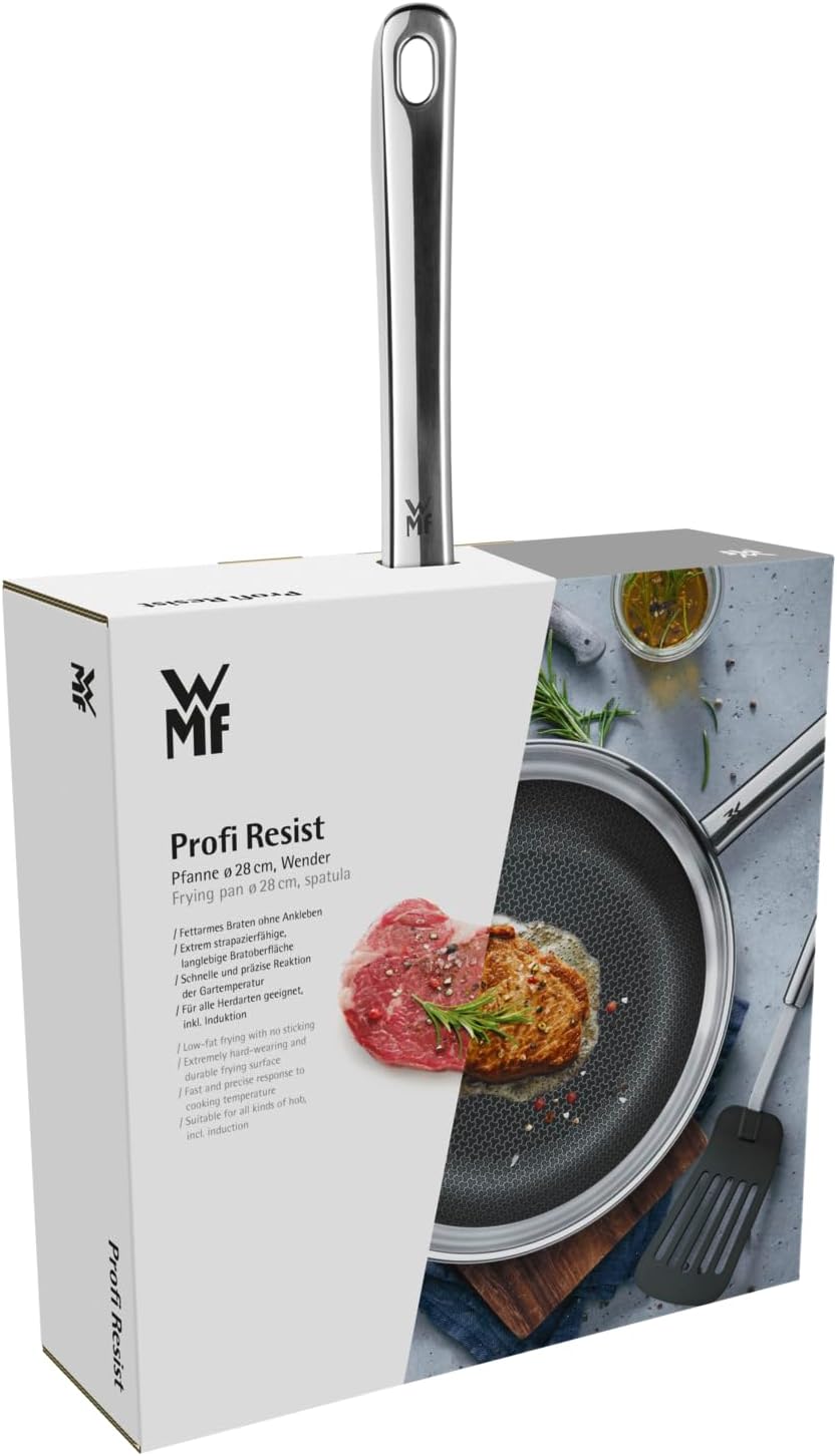 WMF Profi Resist Bratpfanne Induktion 28 cm, mit Wender Mehrschichtmaterial beschichtet, Wabenstrukt