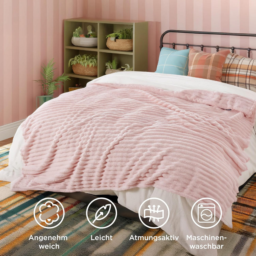 BEDSURE kuscheldecke 220x240 für Zimmer Deko - Tagesdecke, Wolldecke & Fleecedecke, Sofadecke, Weich