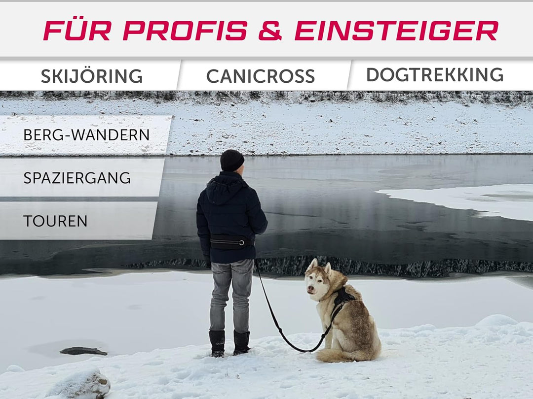 LASALINE Canicross Gürtel Bauchgurt für Hundeleine Dogtrekking Gürtel in Schwarz