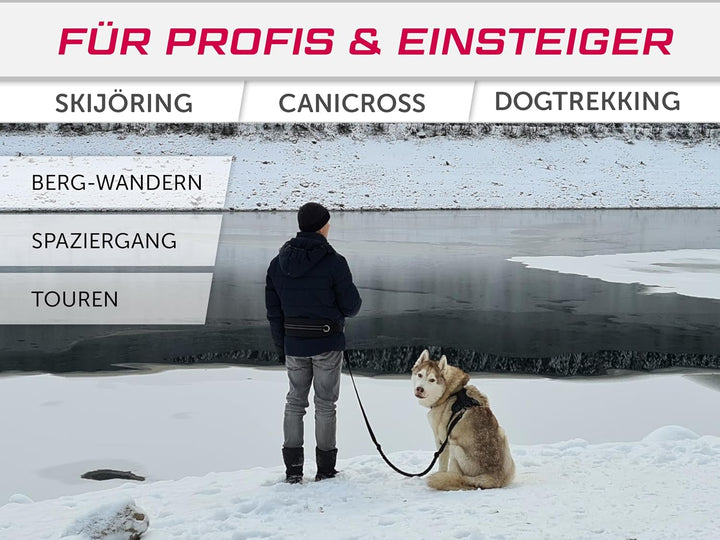 LASALINE Canicross Gürtel Bauchgurt für Hundeleine Dogtrekking Gürtel in Schwarz