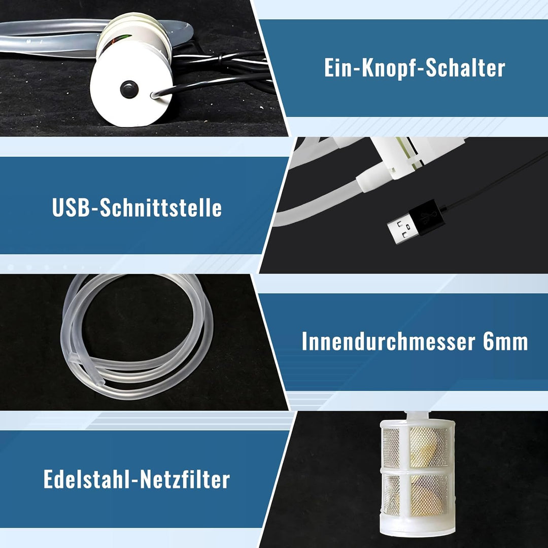 F Fityle Selbstansaugende USB-Wasserpumpe, selbstansaugende Mini-Elektropumpe, einfach zu verwendend