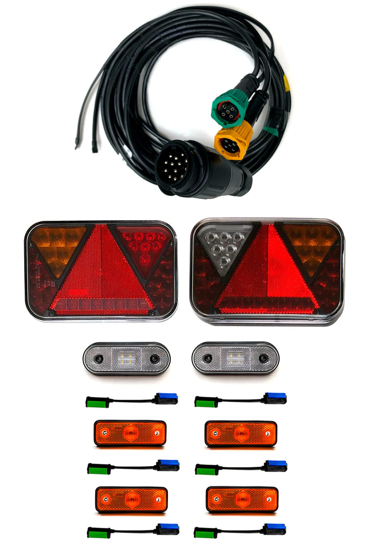 Anhängerbeleuchtung Set LED Rückleuchten 6x Umrissleuchte 13 pol. Kabelsatz 7m