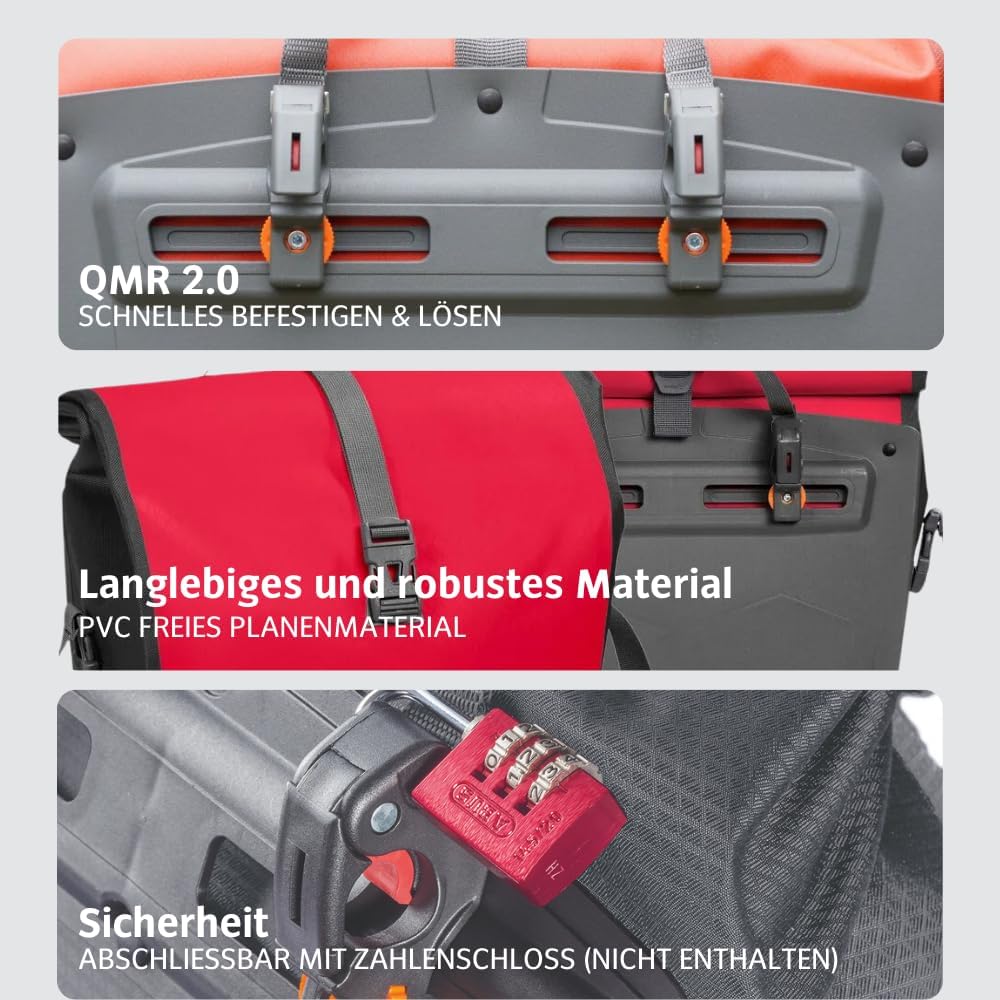 VAUDE Fahrradtaschen für Gepäckträger Aqua Back 2x24L, 2 x Hinterradtaschen wasserdicht, Fahrrad Gep