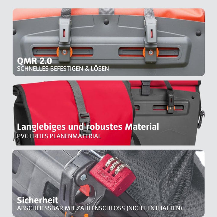 VAUDE Fahrradtaschen für Gepäckträger Aqua Back 2x24L, 2 x Hinterradtaschen wasserdicht, Fahrrad Gep