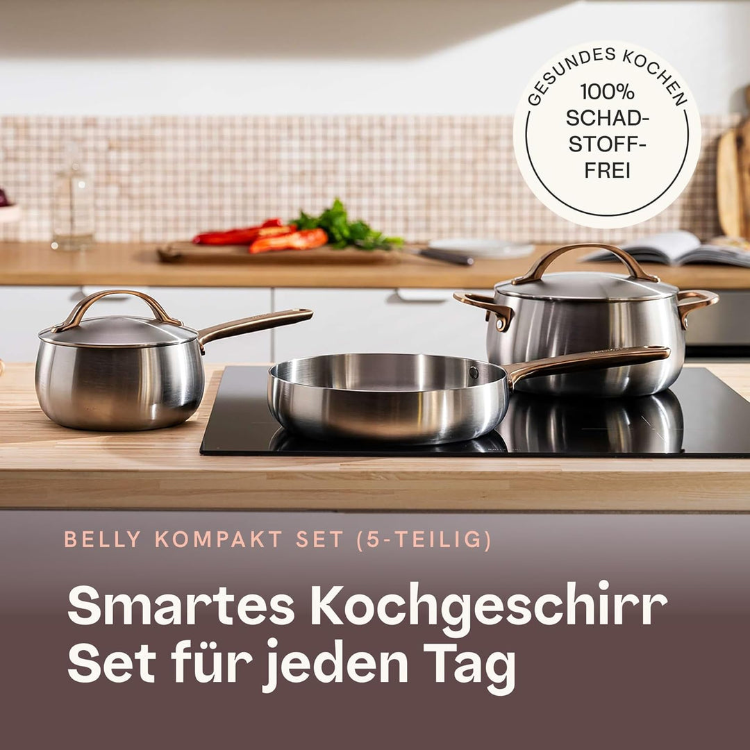 BergHOFF Home Topfset Edelstahl – 5-tlg. – Topf und Pfannenset Set mit Deckel - Kochtopfset für alle