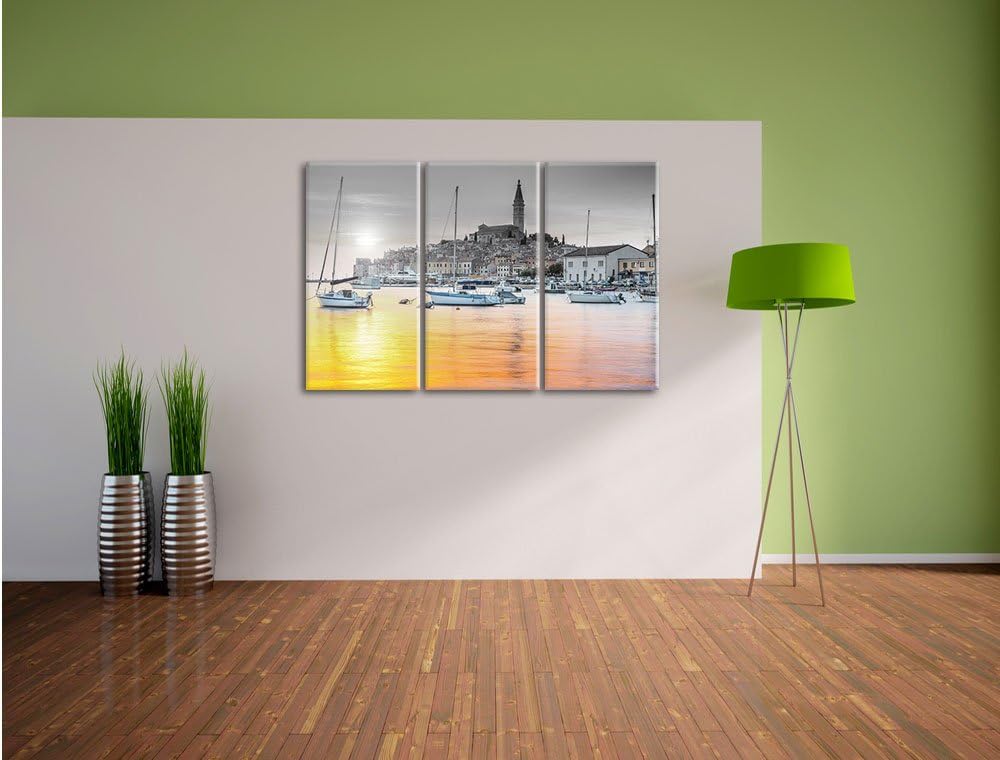Pixxprint Kroatische Hafenstadt als Leinwandbild/Grösse: 3 Teilig (120x80) cm/Wandbild/Kunstdruck/fe