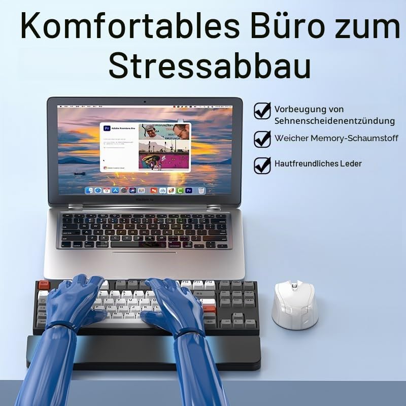 GK GAMAKAY 36 cm Tastatur-Handgelenkauflage mit Reinigungswerkzeug-Set, Handballenauflage aus ABS un