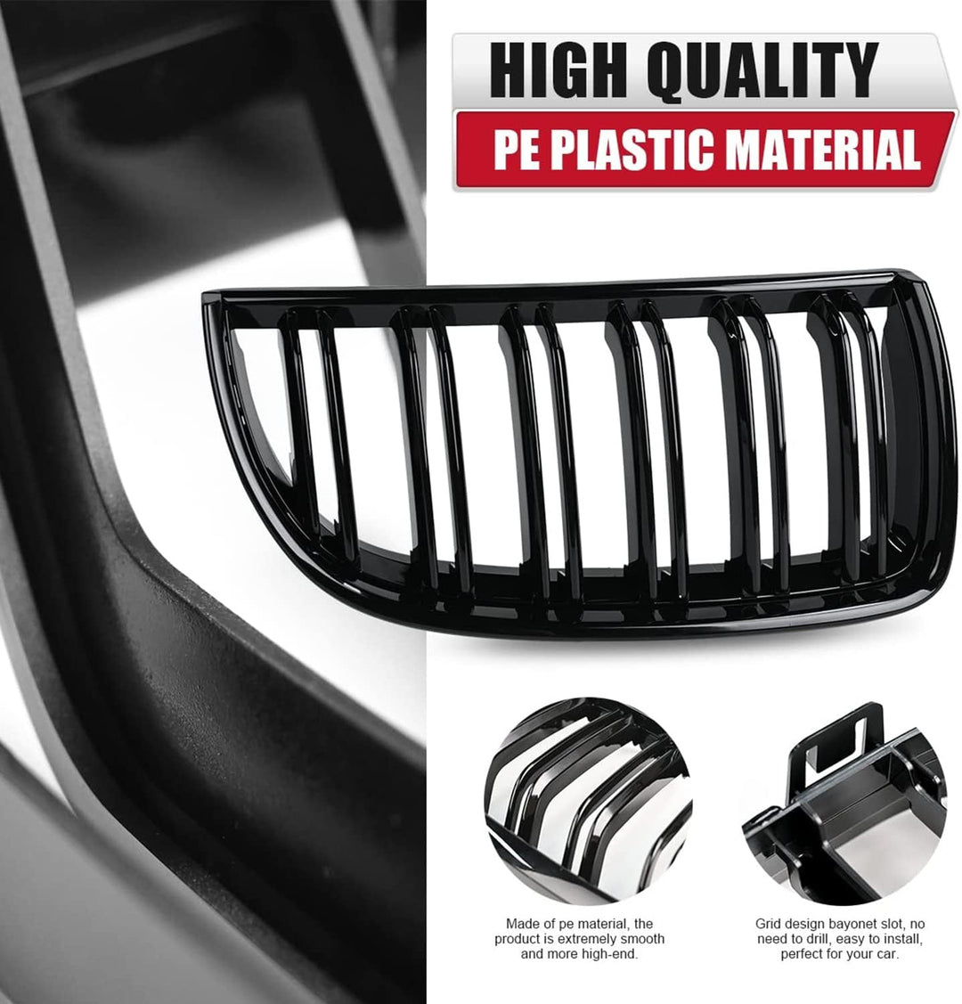 TOPTHAN E90 Kühlergrill Passend für BMW E90 E91 2005 2006 2007 2008 Glanz Kühler Front Doppel Rippen
