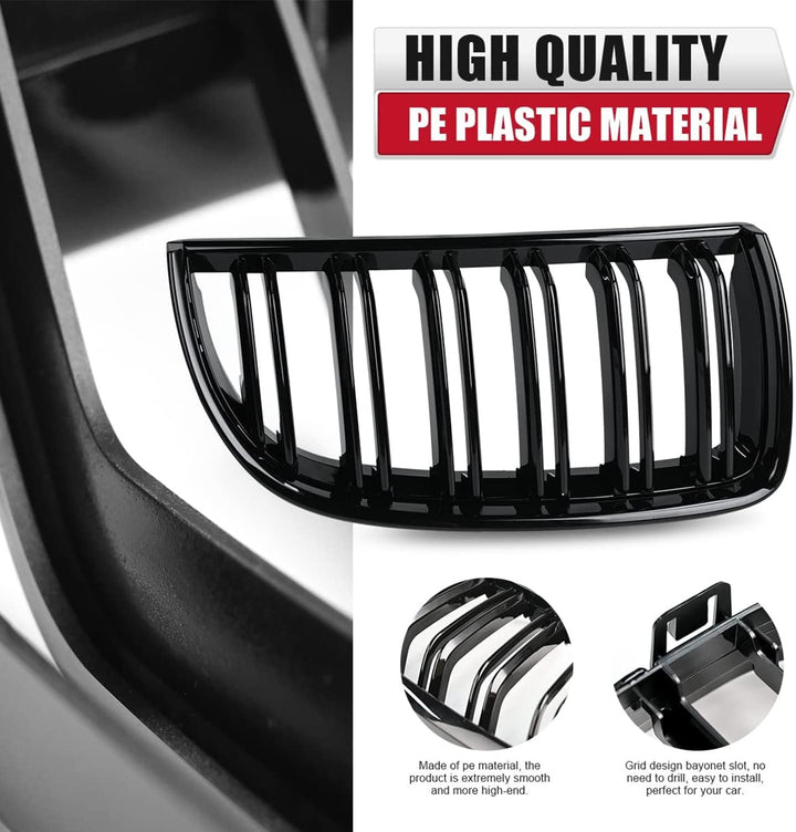 TOPTHAN E90 Kühlergrill Passend für BMW E90 E91 2005 2006 2007 2008 Glanz Kühler Front Doppel Rippen