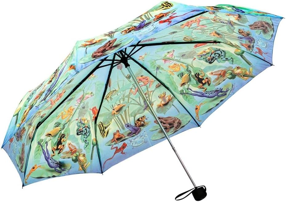 LUCKYWEATHER Regenschirm Taschenschirm Mini Damen/Herren Motiv Frog Family I Taschenschirme klein un