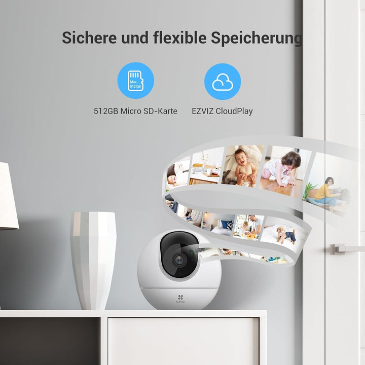EZVIZ 2K WLAN Überwachungskamera Innen, 360° WLAN Kamera mit Personenerkennung, Auto Tracking und St