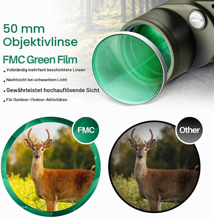 HUTACT Fernglas Erwachsene 10x50 mit Entfernungsmesser und Beleuchtetem Kompass, für dDe Sicht Bei N