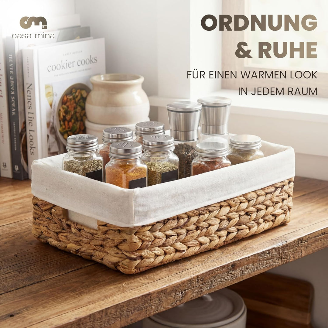 Casa Mina Korb Aufbewahrungskorb Bad L36xW21xH12cm 100% natürlich aus Wasserhyazinthe I Robuste Spie