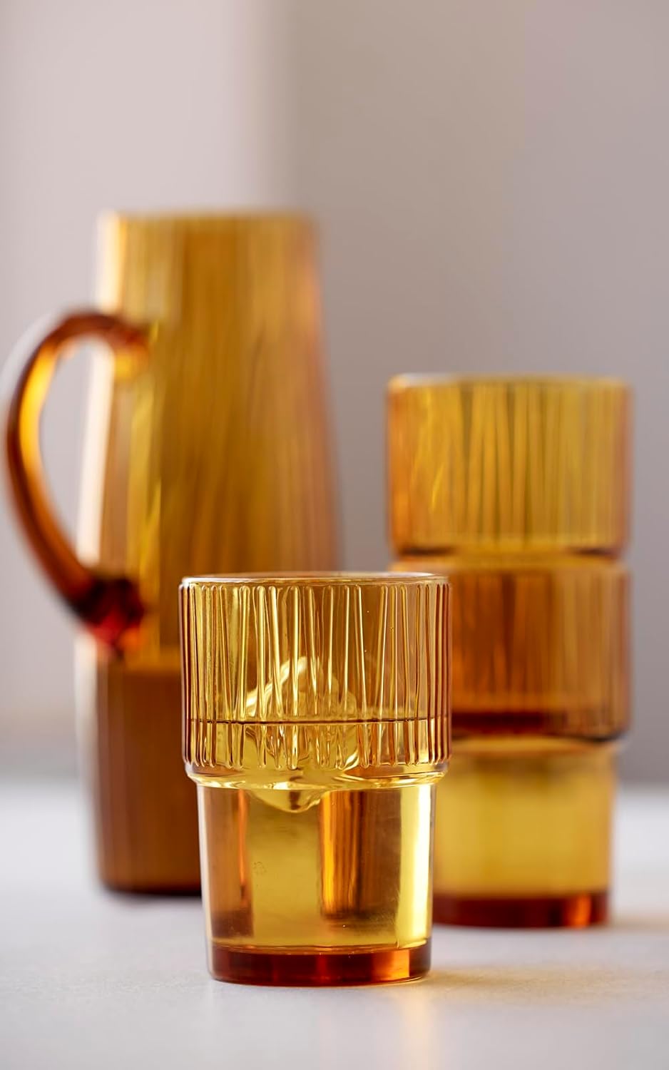 BITZ Kusintha Kanne, Wasserkrug aus Glas, Fassungsvermögen 1,2 L, Amber 1200 ml Amber, 1200 ml Amber
