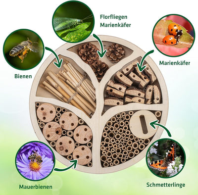 GARDIGO® Insektenhotel Lebensbaum I Bienenhotel I Geeignet für Marienkäfer und Schmetterlinge I Nist