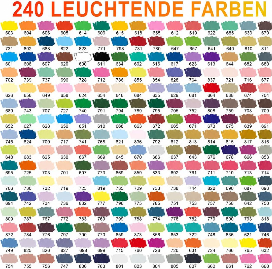 Laconile 240 Farben Acrylstifte Set – Acrylmarker mit Direct Liquid Design, CD-Tasche zum einfachen