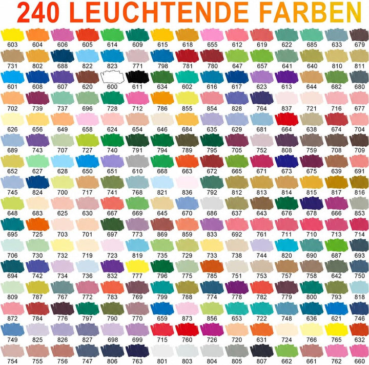 Laconile 240 Farben Acrylstifte Set – Acrylmarker mit Direct Liquid Design, CD-Tasche zum einfachen
