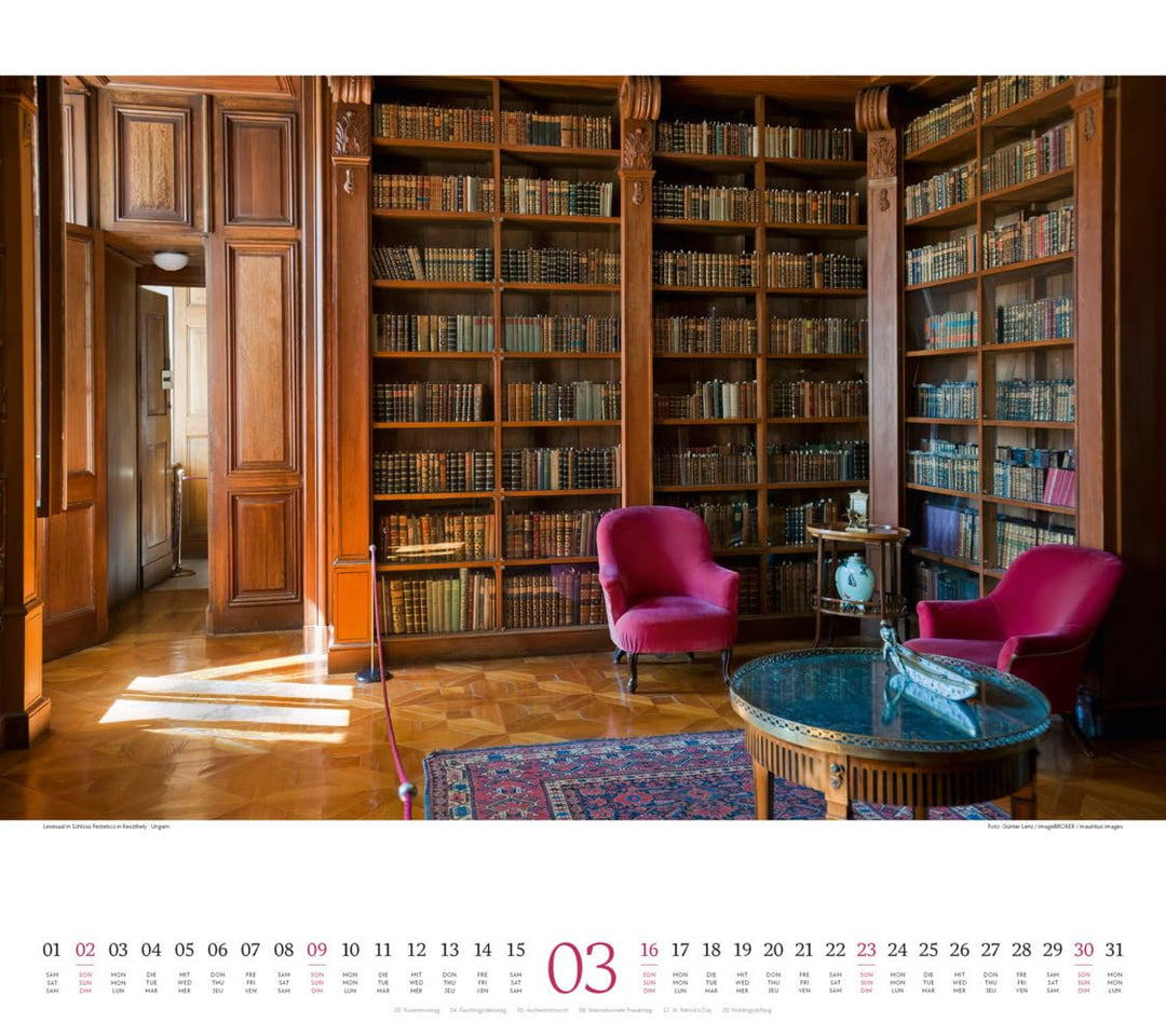 Welt der Bücher Kalender 2025, Wandkalender im Querformat (54x48 cm) - Mit den eindrucksvollsten Bib