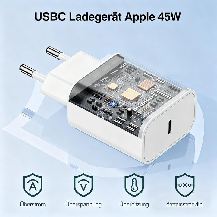 45W USB C Ladegerät, 2Pack Ladekabel USB C 2M Original mit Netzteil für Apple iPhone 17 16e 15/17 16