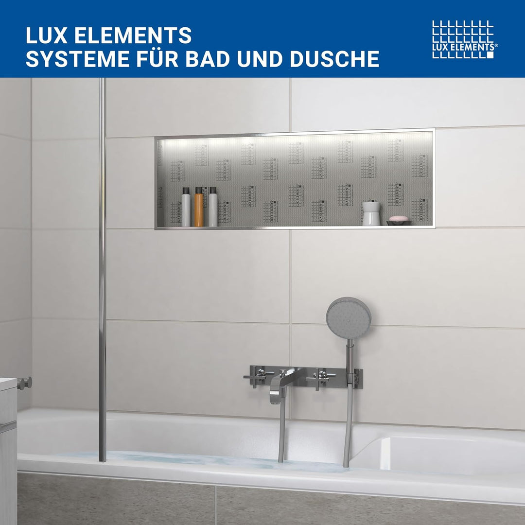 LUX ELEMENTS Wandnische Dusche Fertig zum Verfliesen 107 x 40,6cm I Vorgefertigte Duschnische inkl.
