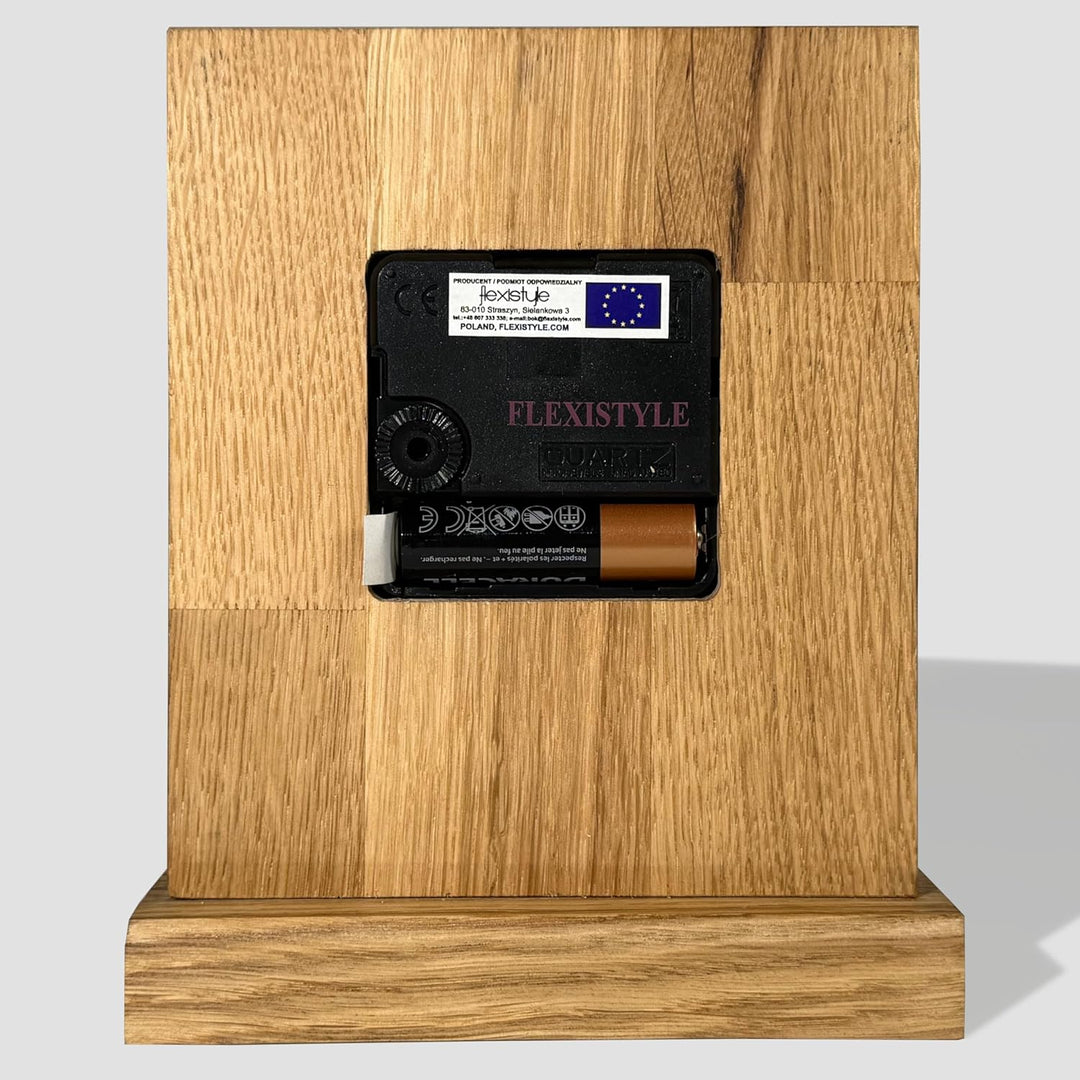 FLEXISTYLE Modern standuhr tischuhr klein aus Holz Eiche Wohnzimmer Badezimmer Uhr Holz tischuhren h