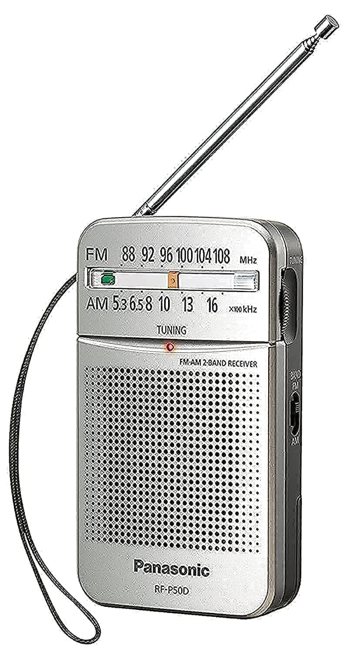 Panasonic RF-P50DEG-S Taschenradio mit Trageriemen, Batteriebetrieb Silber