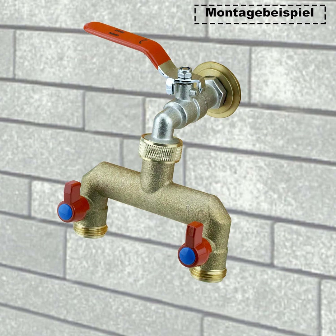 2-Wege Verteiler Wasseranschluss 3/4"IG - 2x3/4"AG Anschluss von 2 Geräten 2-fach Ventile