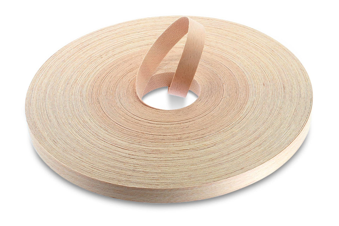 WoodPress® 15 mm Echtbuche Vorverleimtes Furnier Kantenband - 50 m Handelsrolle - Aufbügelholz Width