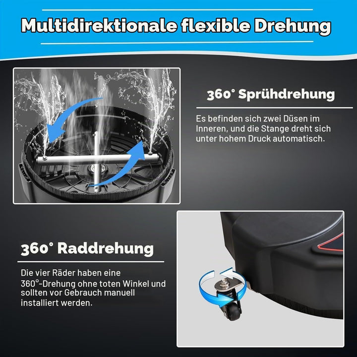 39 cm Hochdruckreiniger-Oberflächenreiniger mit 4 Rädern, Edelstahlgehäuse &amp; 1/4 Zoll Schnellverbind