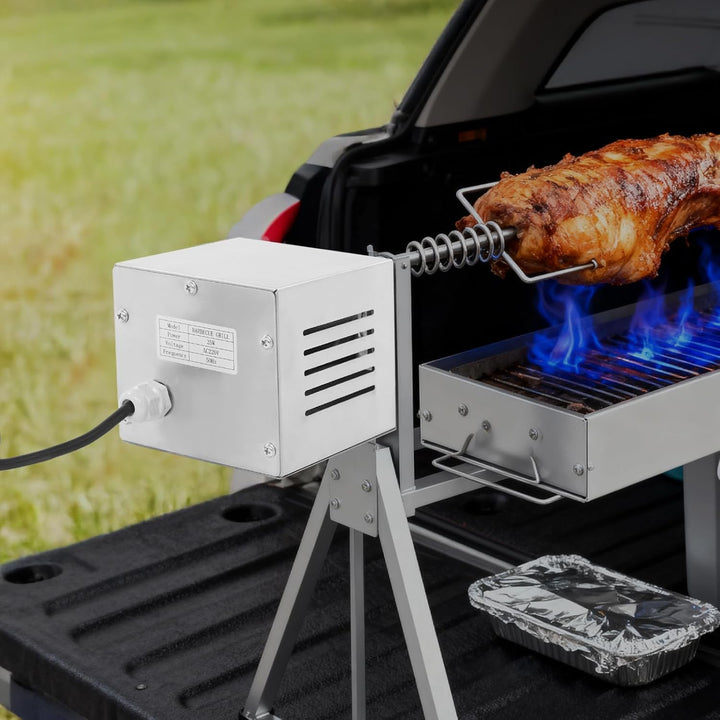 25W Edelstahl Grillspiess Motor, Belastbar BBQ Drehmotor, Barbecue Grill Motor Roaster Grill für Rot