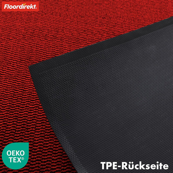 Floordirekt Premium Fussmatte für Eingangsbereich, 80x120cm Rot, Schmutzfangmatte für Innen und Auss