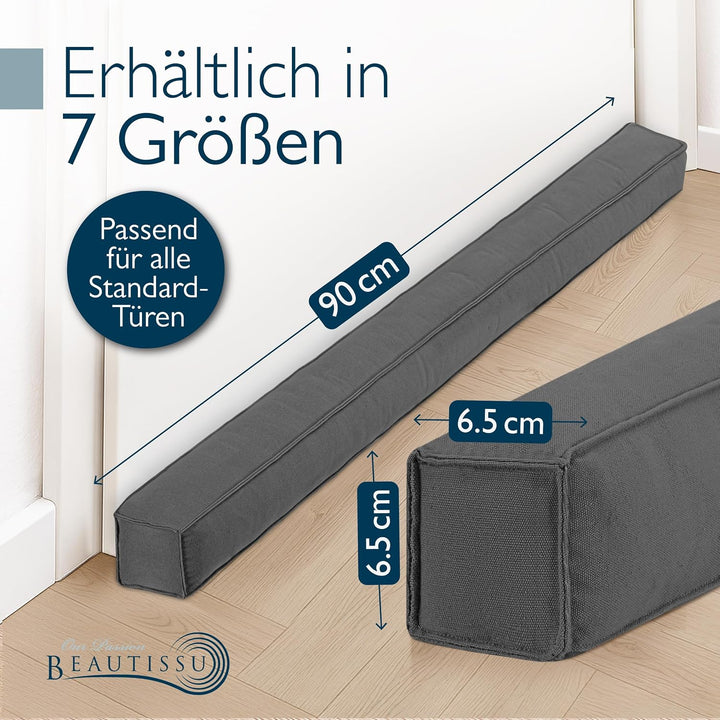 Beautissu 2er Set Zugluftstopper für Türen Wärmeschutz Kälteschutz | 90cm Anthrazit Stoff Tür Fenste