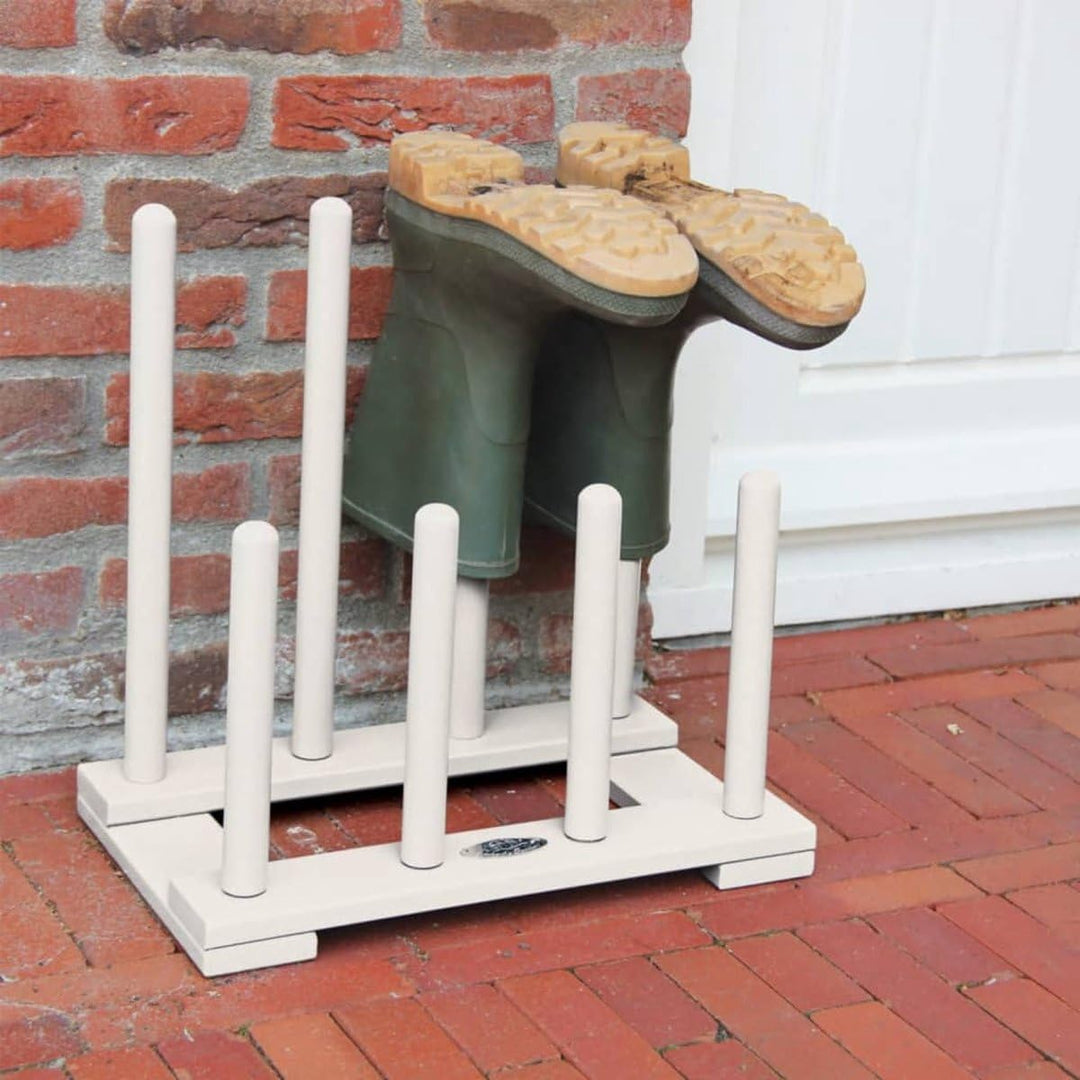 Esschert Design Stiefelhalter, Schuhablage aus Holz in weiss, ca. 42 cm x 26 cm x 42 cm, Weiss