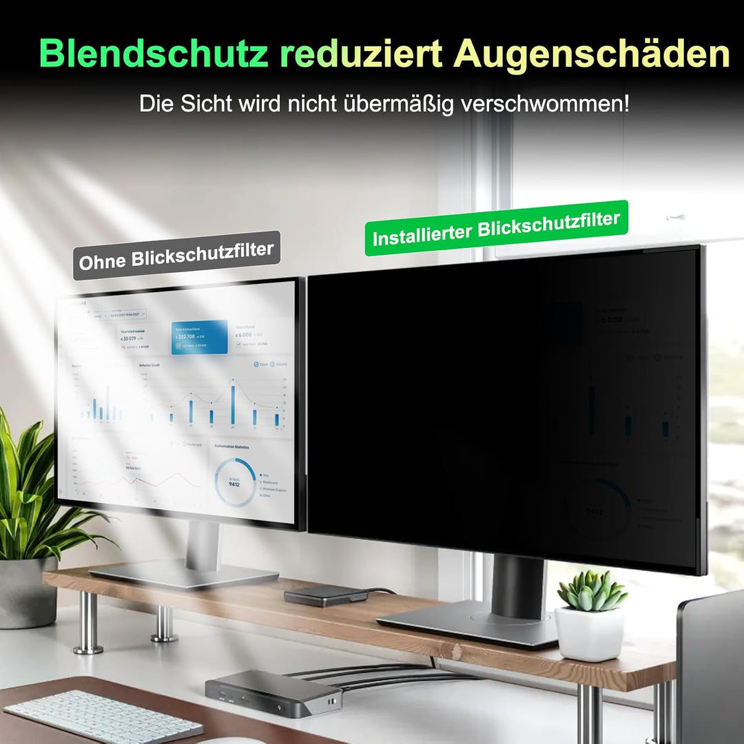 2 STÜCK 23.8 Zoll Bildschirm Magnetischer Blickschutzfilter für 16:9 Seitenverhältnis, Blendfrei Bla