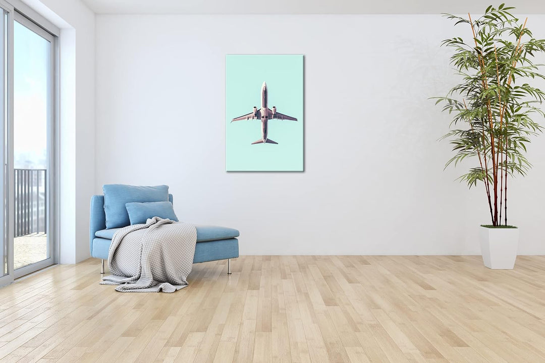 deyoli Unterseite eines Flugzeuges Format: 100x70 als Leinwand, Motiv fertig gerahmt auf Echtholzrah