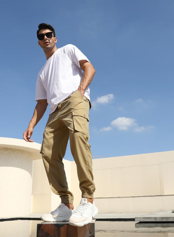 Elegancity Cargohose Herren Lang Casual Jogginghose Stretch Chino Hose Regular Fit Cargo Hose Elasti