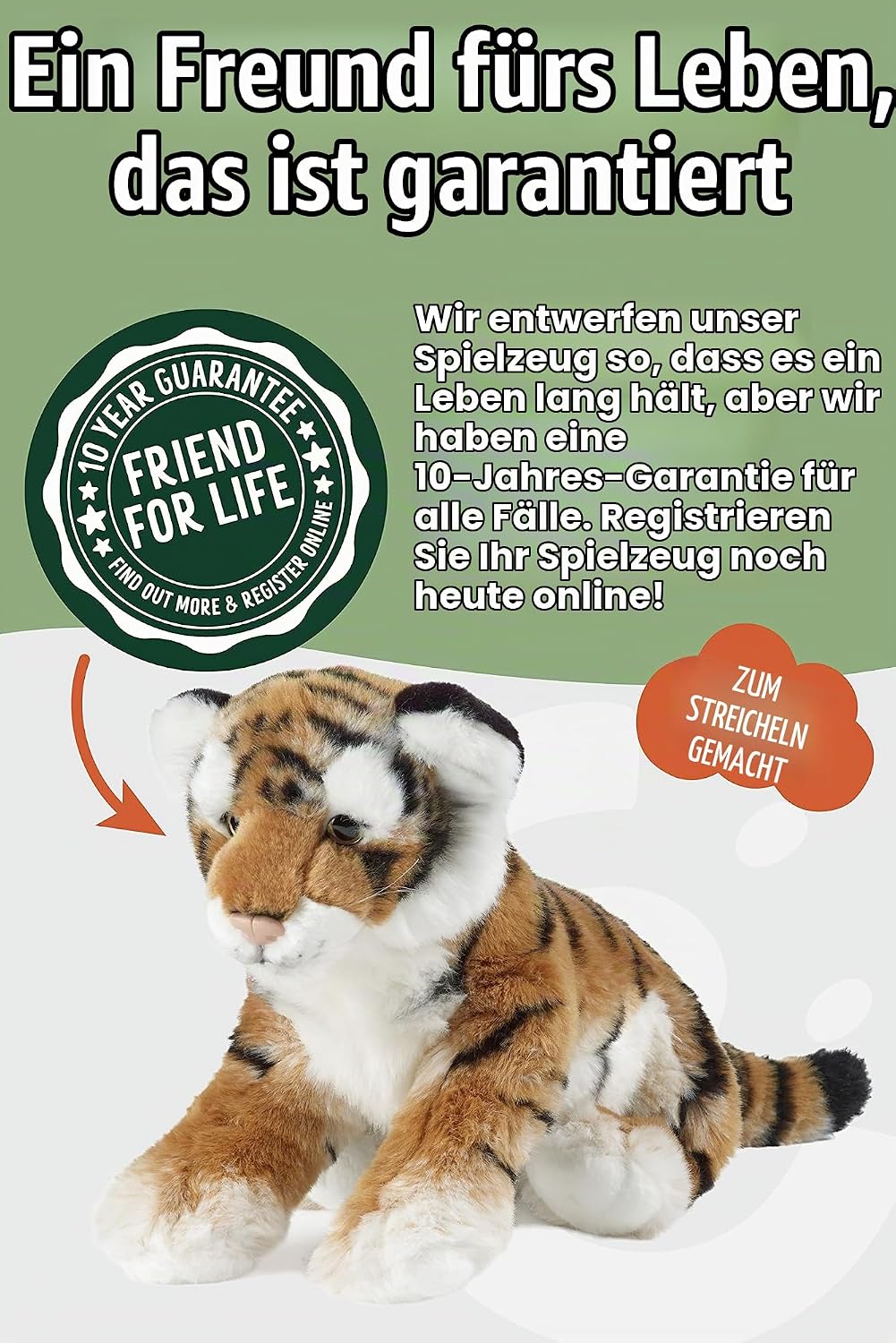 Living Nature Stofftier, mittelgrosser Tiger (35 cm) M Tiger-Stil, M Tiger-Stil