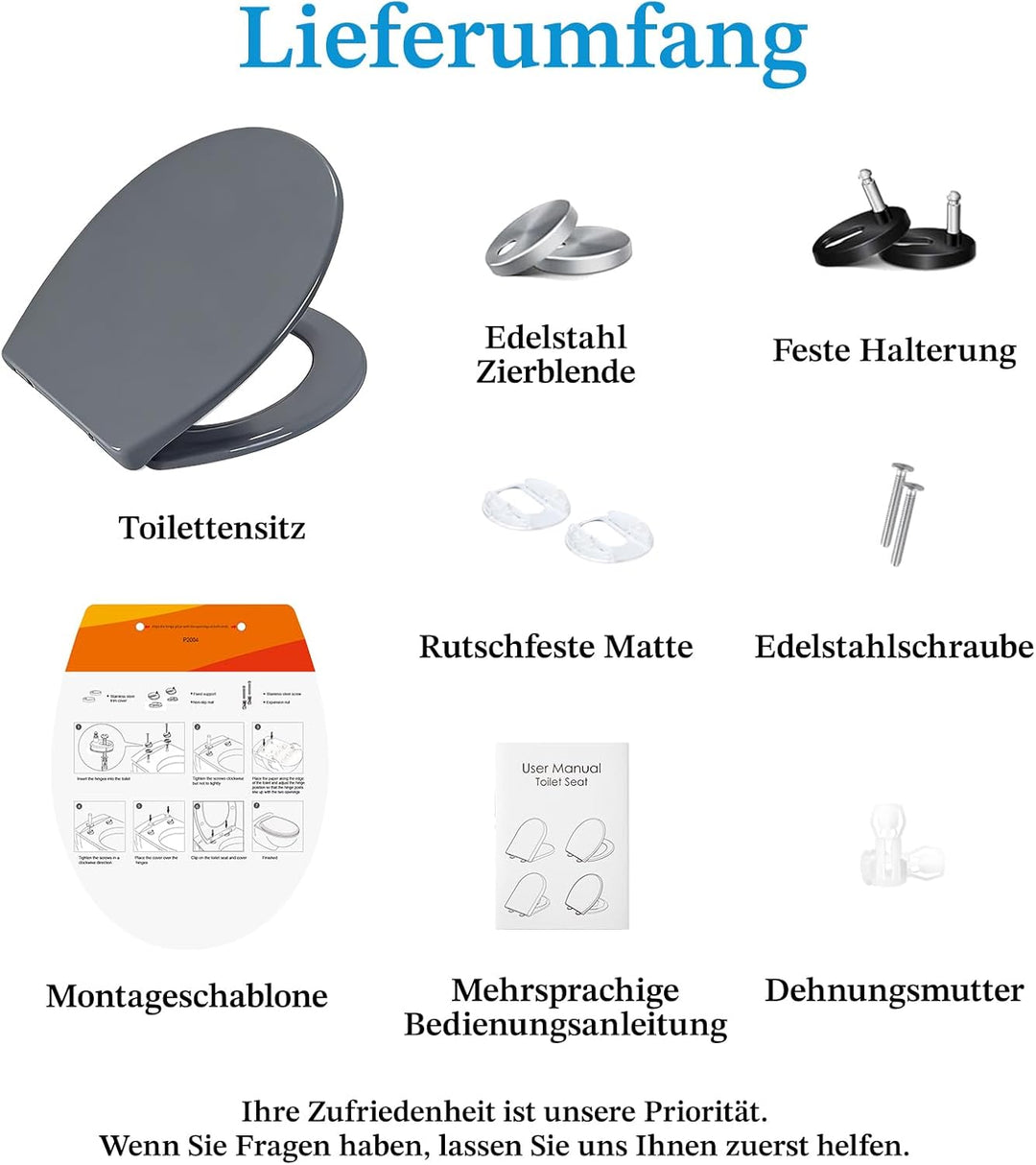 Toilettendeckel mit Absenkautomatik, WC Sitz mit Absenkautomatik Antibakteriell & UV-beständig O For