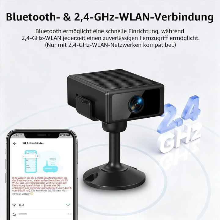 Mini Kamera 4K WLAN Überwachungskamera Innen, WiFi Kamera mit Handy APP, Live-Übertragung, Nachtsich