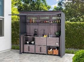 Sunjoy 3-stufiges Outdoor-Grillstation, Robuster Metallrahmen, Edelstahloberfläche &amp; Holzrückwand, P