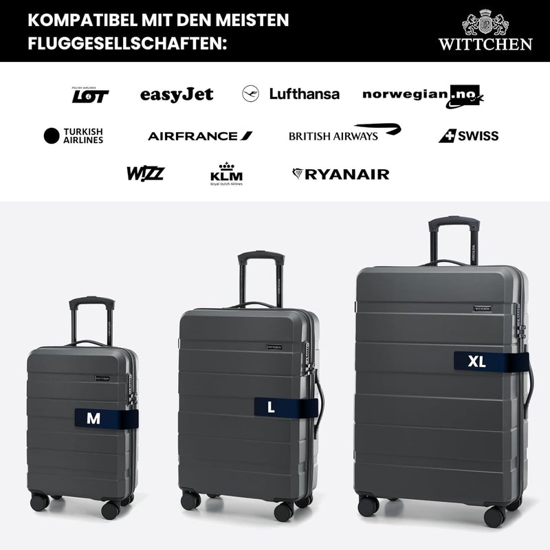 WITTCHEN COMODO Line Koffer Handgepäck Gepäck-Set aus ABS Teleskopgriff TSA Schloss 4 Doppelräder Mi