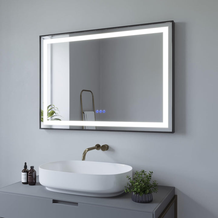 AQUABATOS® 100x70 cm LED Badspiegel Badezimmerspiegel mit Beleuchtung Slimline Design Aluminiumrahme