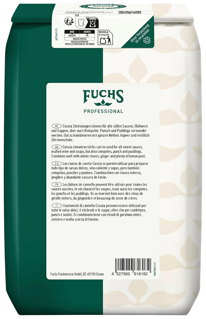 Fuchs Professional - Zimtstangen | Für süsse wie auch herzhafte Gerichte | Profi-Qualität für Grossv